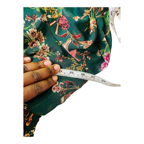 Maurices Womens V Neck Long Sleeve Floral A Line Skater Dress Pleated Green 3X - Picture 15 of 16